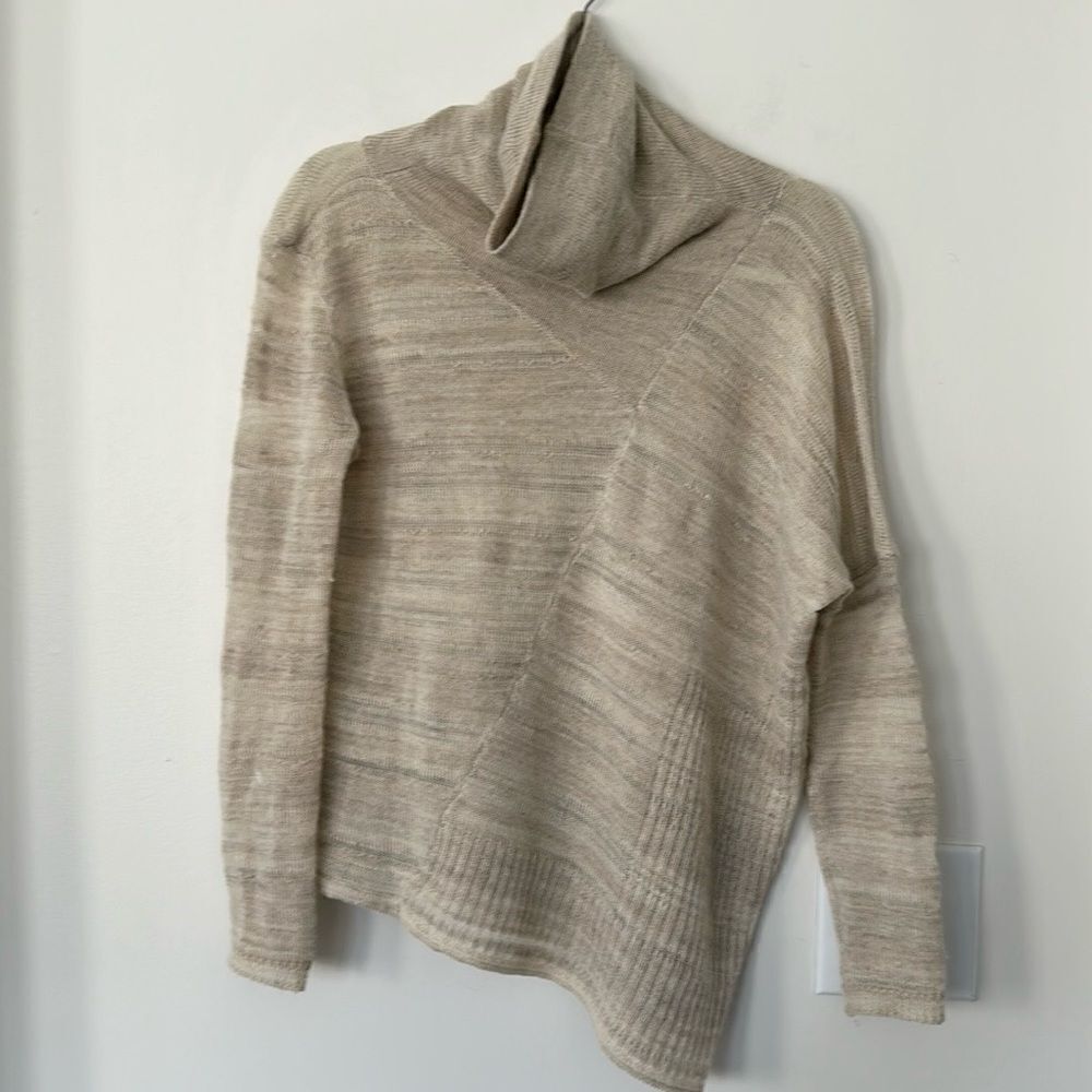 Inhabit Cream Asymmetrical Turtleneck Sweater